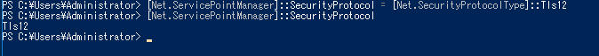 [Net.ServicePointManager]::SecurityProtocol = [Net.SecurityProtocolType]::Tls12